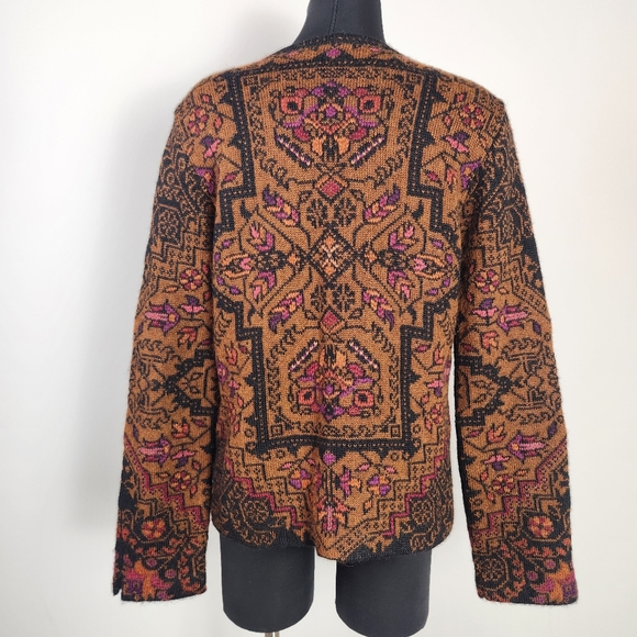 PERUVIAN CONNECTION 100% alpaca zip front boho cardigan - Picture 2 of 11